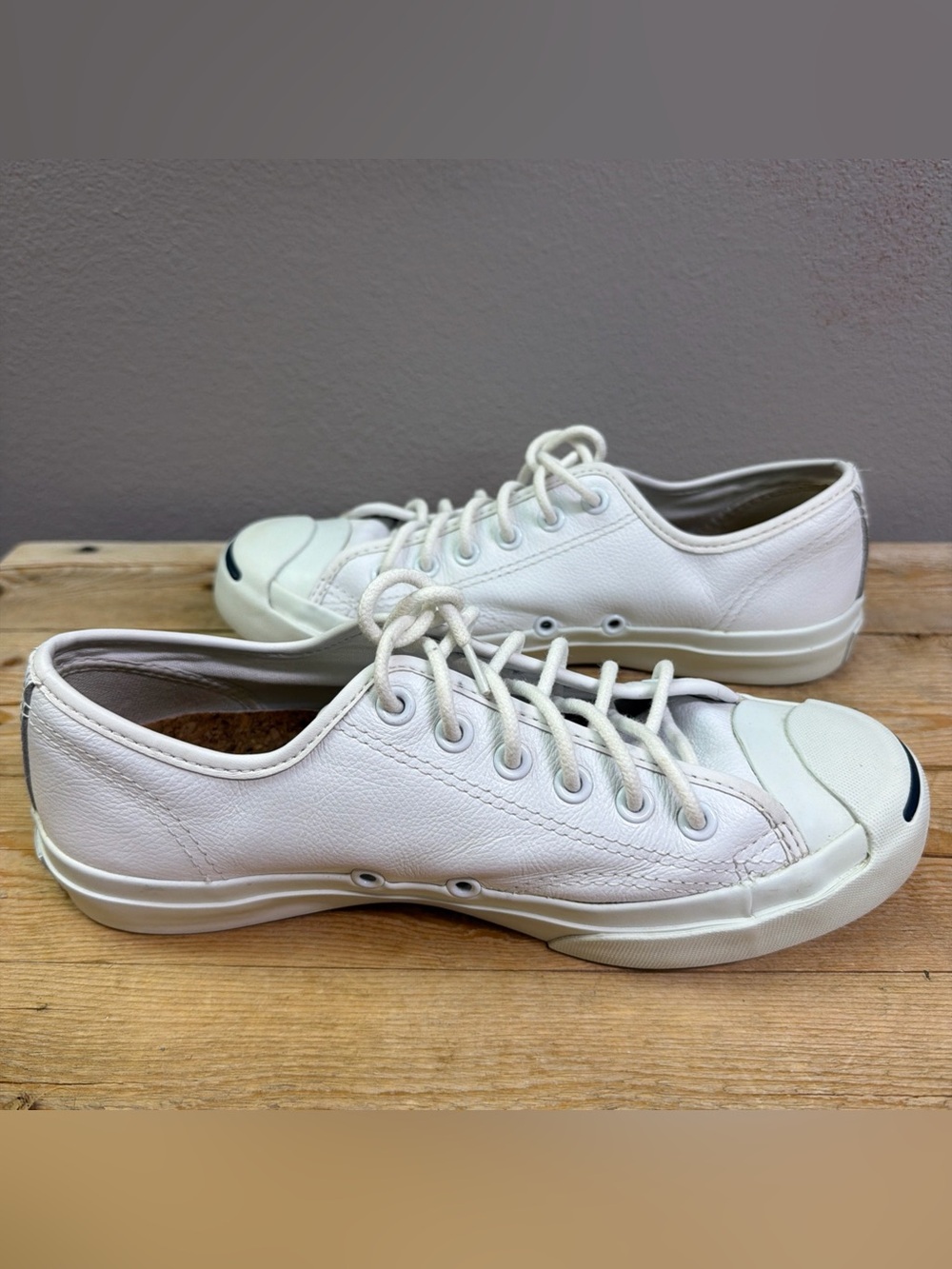Converse Jack Purcell White Low-Top Leather Sneakers Men 6 / W 7.5